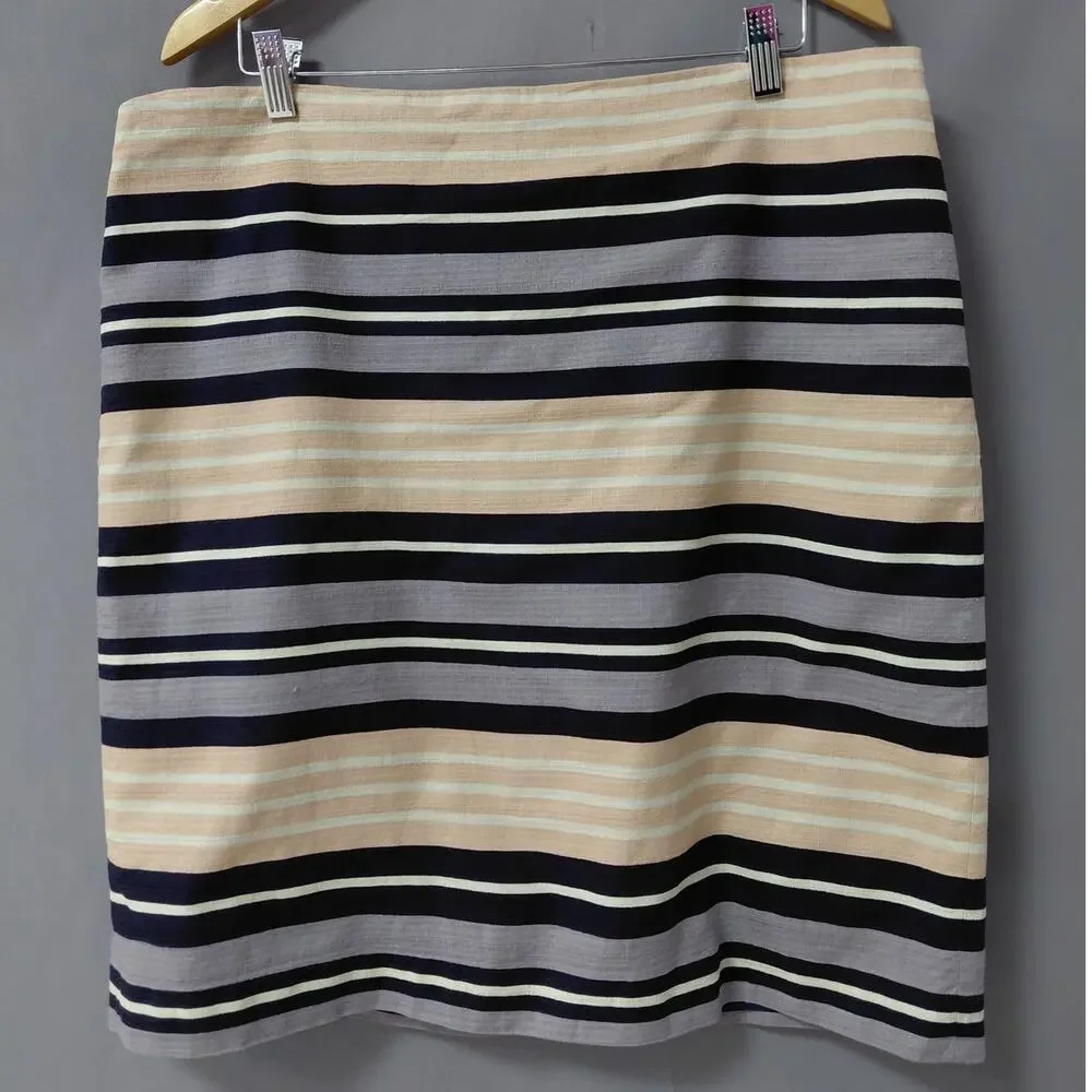 Ann Taylor Cotton Blend Multicolor Pencil Knee Length Skirt Women Size 16
